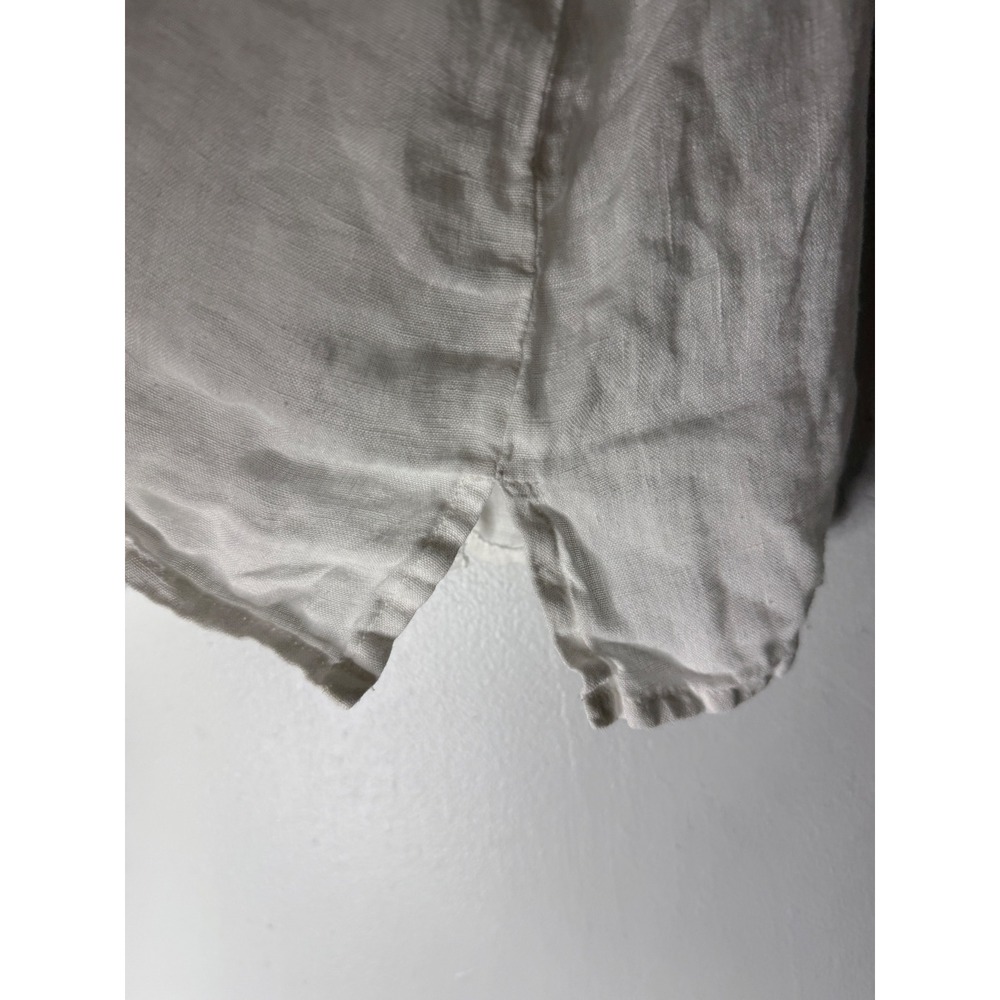 FLAX by Jeanne Engelhart White 100% Linen Sleeveless Button Down Top medium - Picture 6 of 6